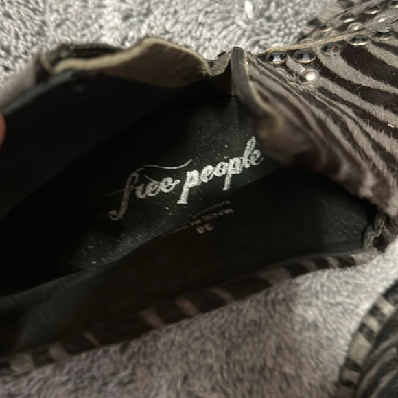 Free People short cow hair booties side zippers and beaded detailing - Picture 5 of 8